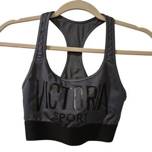 Victoria's‎ Secret Sport Gray Racerback Sports Bra Size Small Logo Athleisure